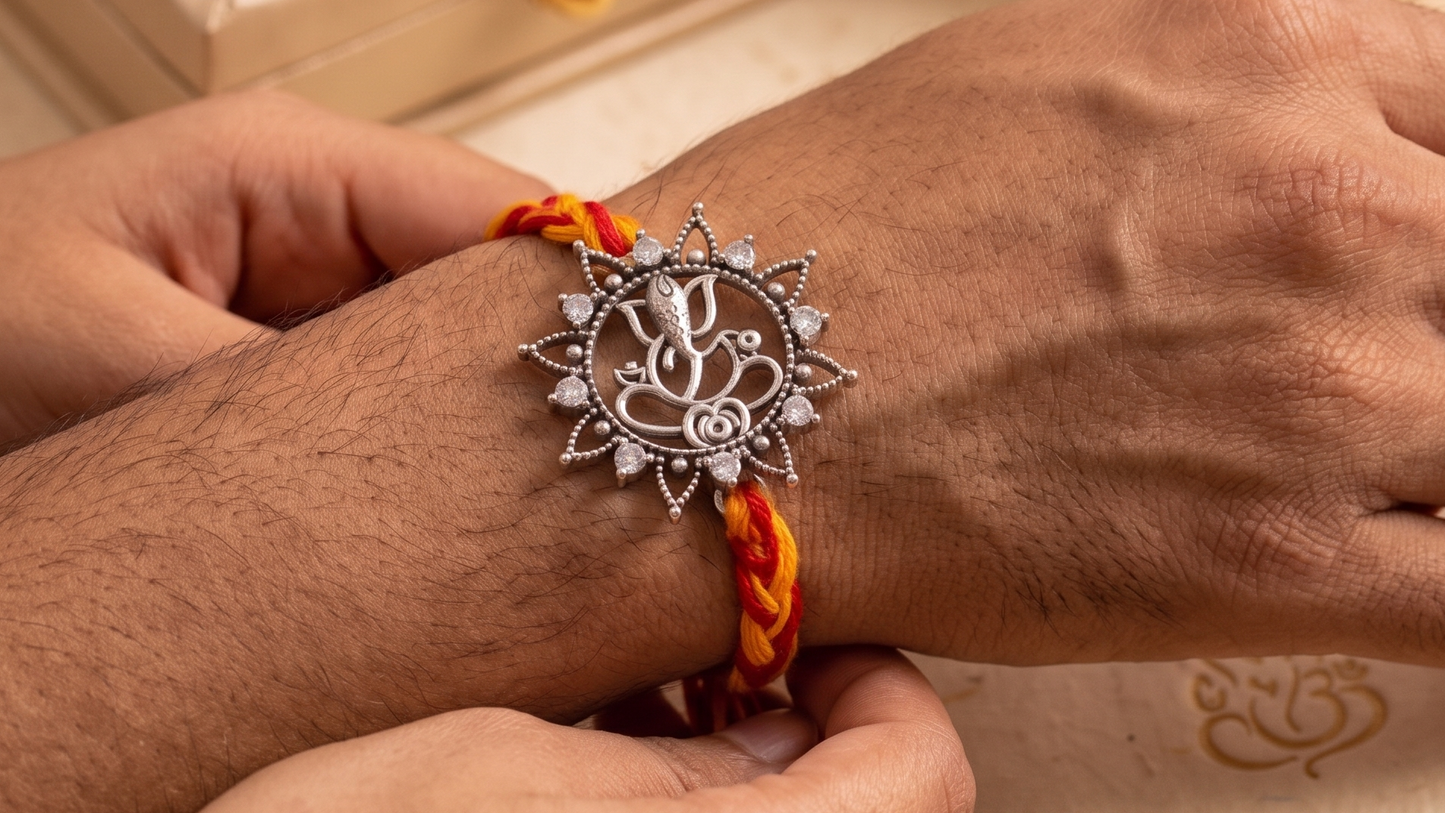 The Ganesh Unique 925 Silver Rakhi