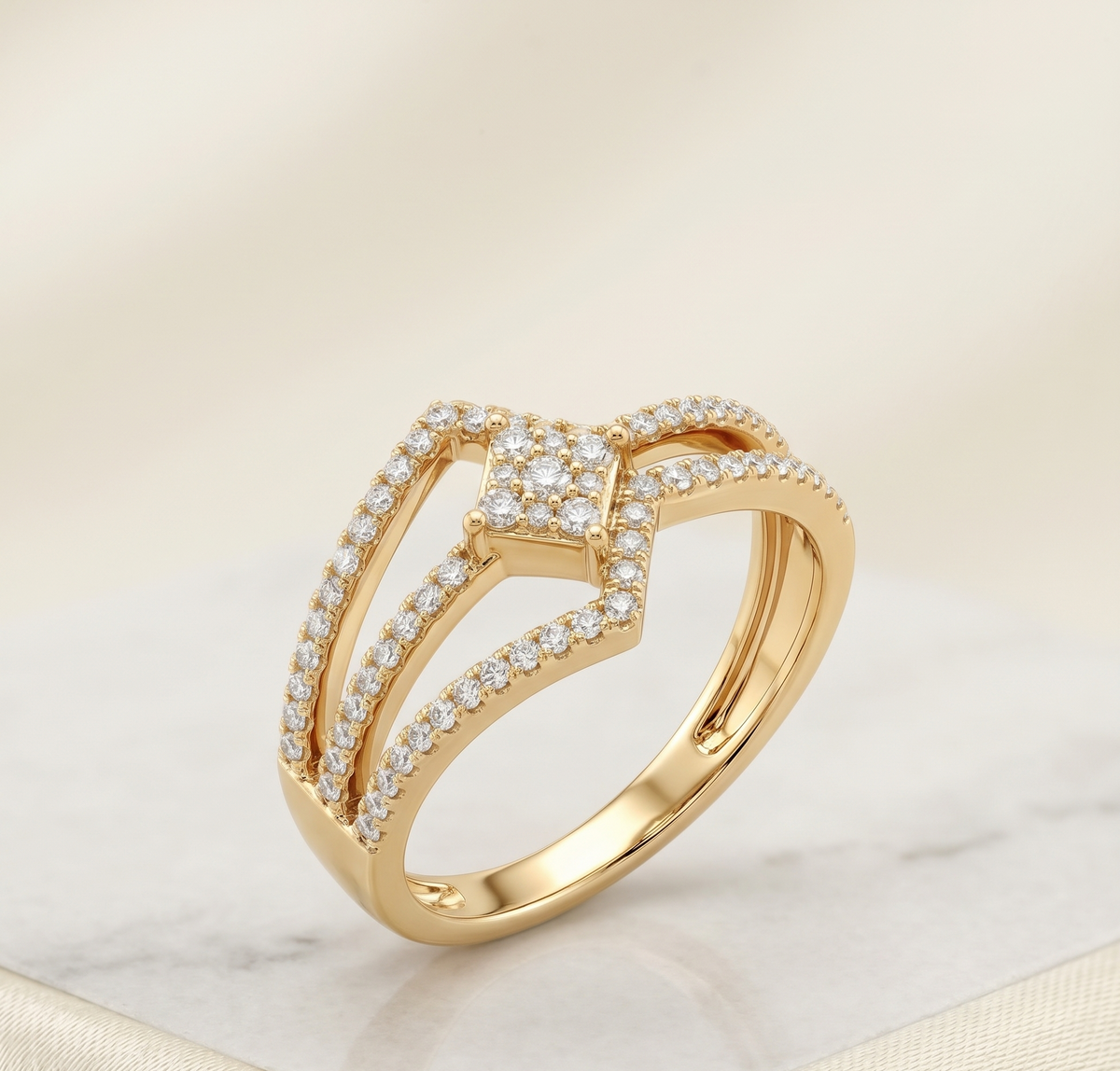 The Silver Angular Chevron Ring