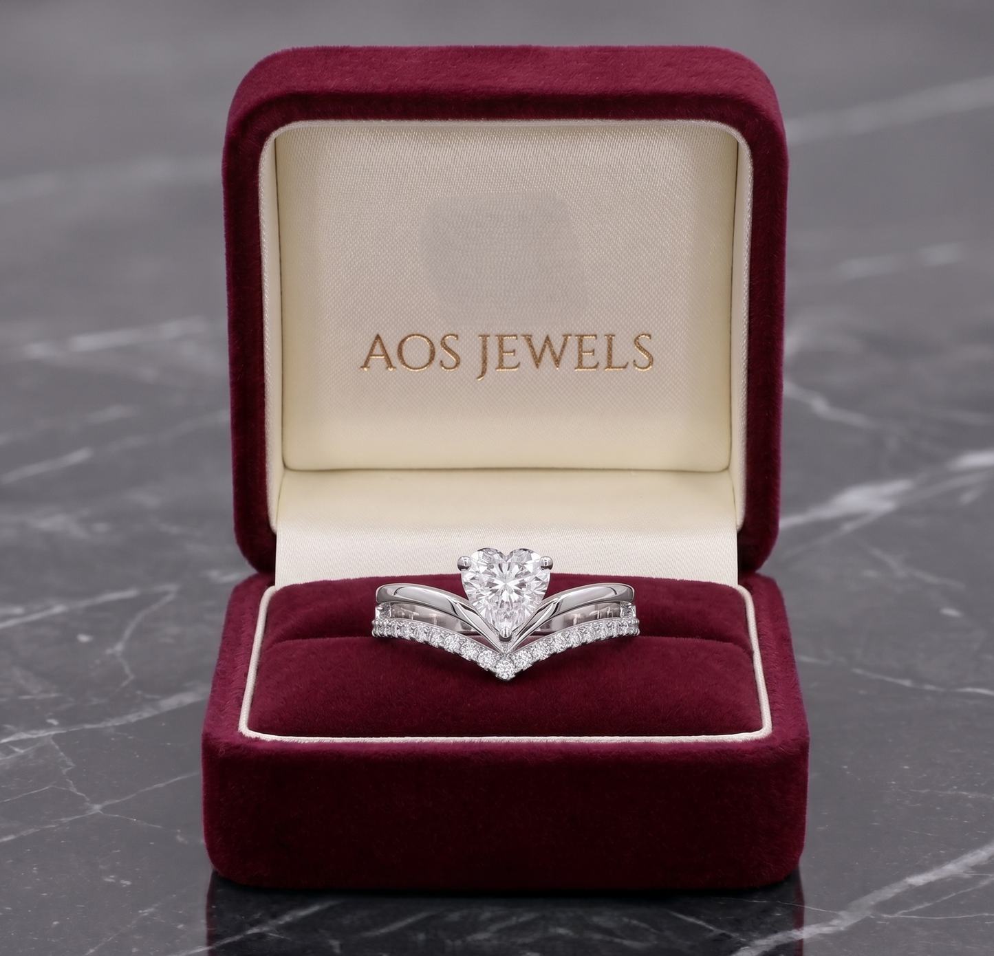 Double Band V-Shape Promise Ring in Silver