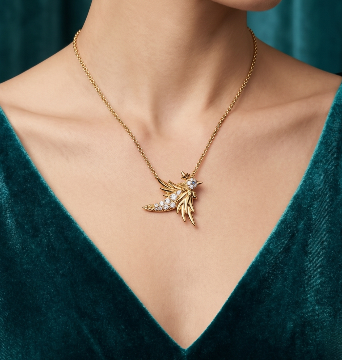 The Sterling Silver Hummingbird Flight Pendant