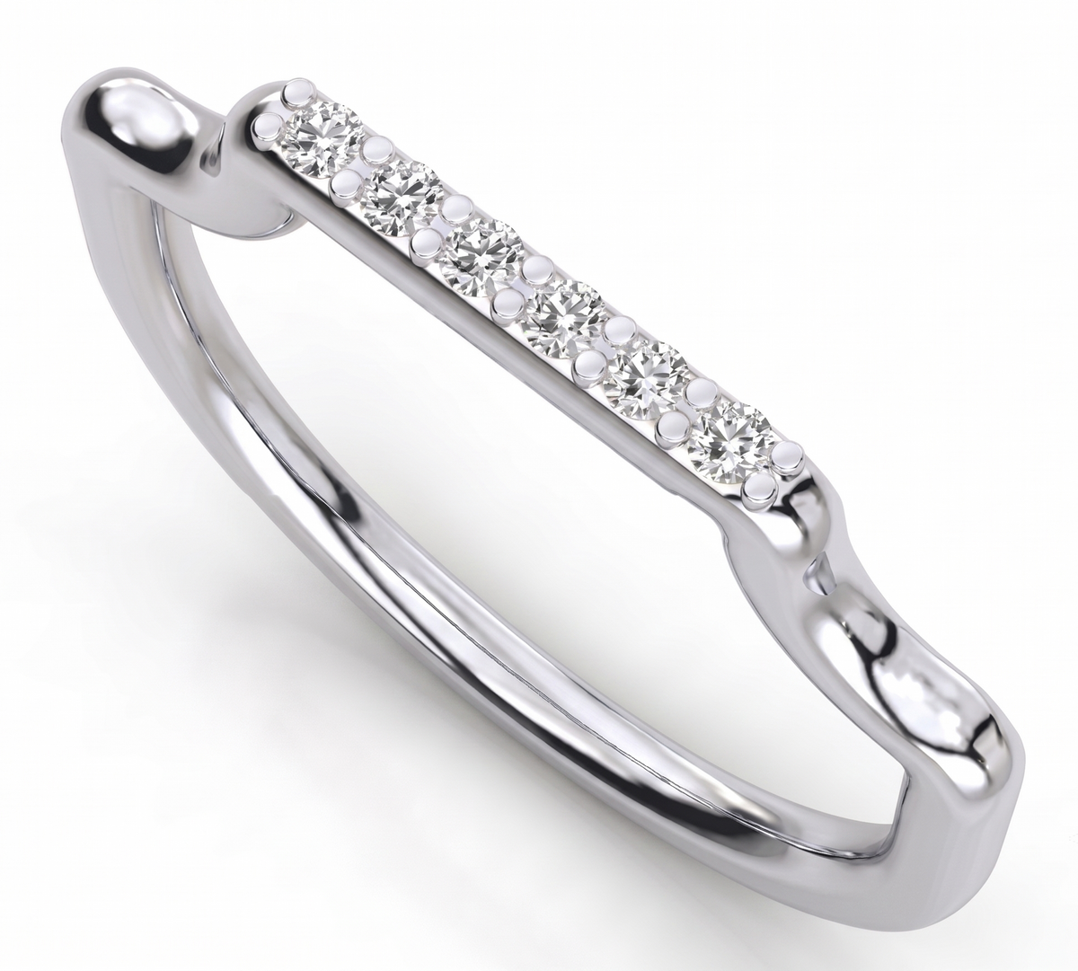 Minimalist Arch Half-Eternity Band in Silver