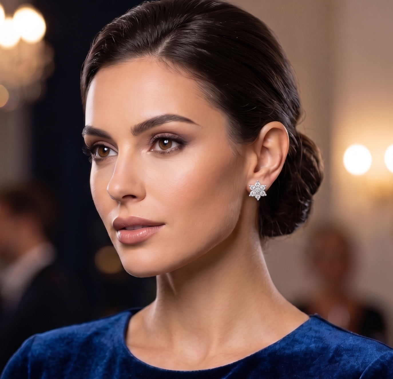 Sterling Silver Multi-Stone Cluster Stud Earrings