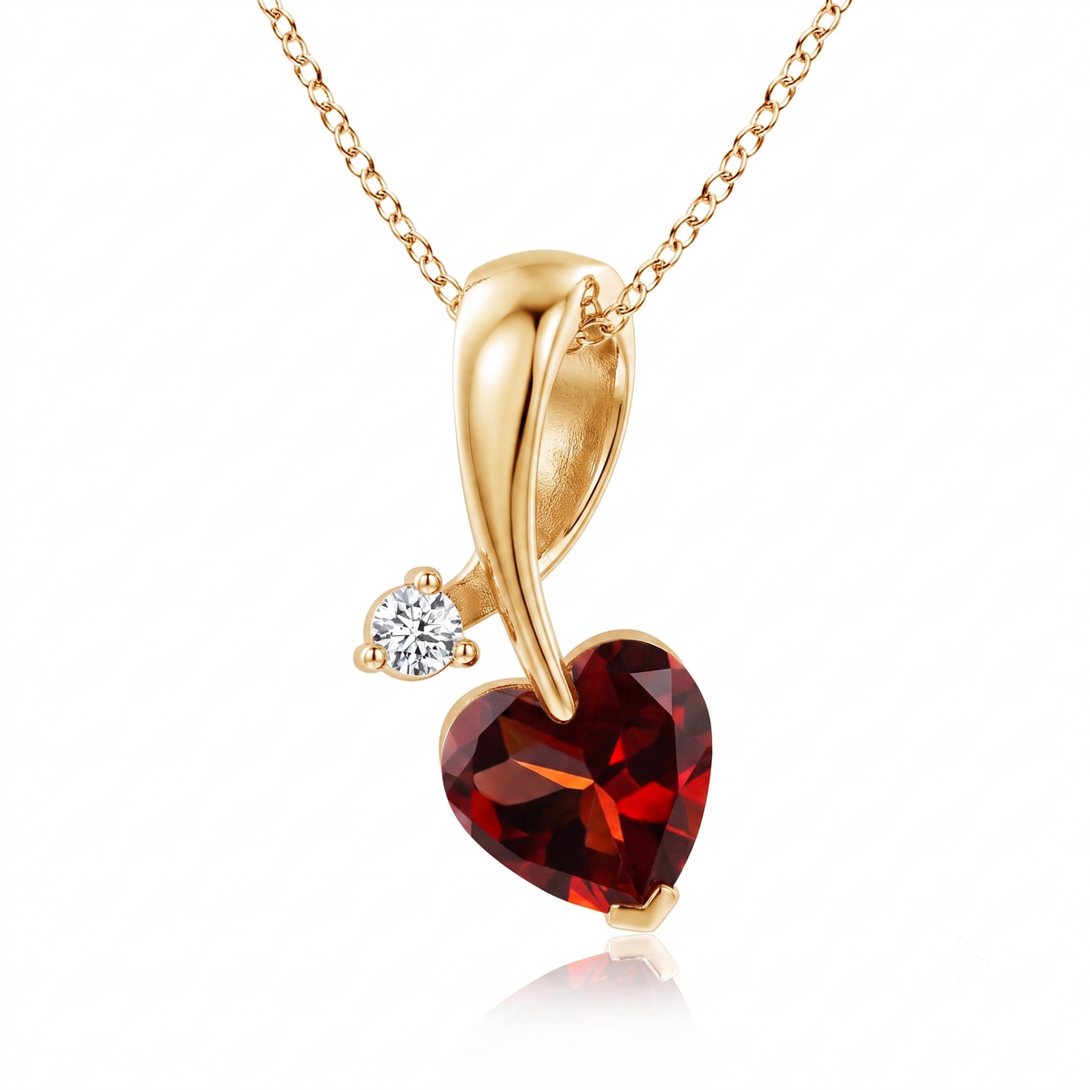 Ruby Red Heart Solitaire Pendant in Sterling Silver