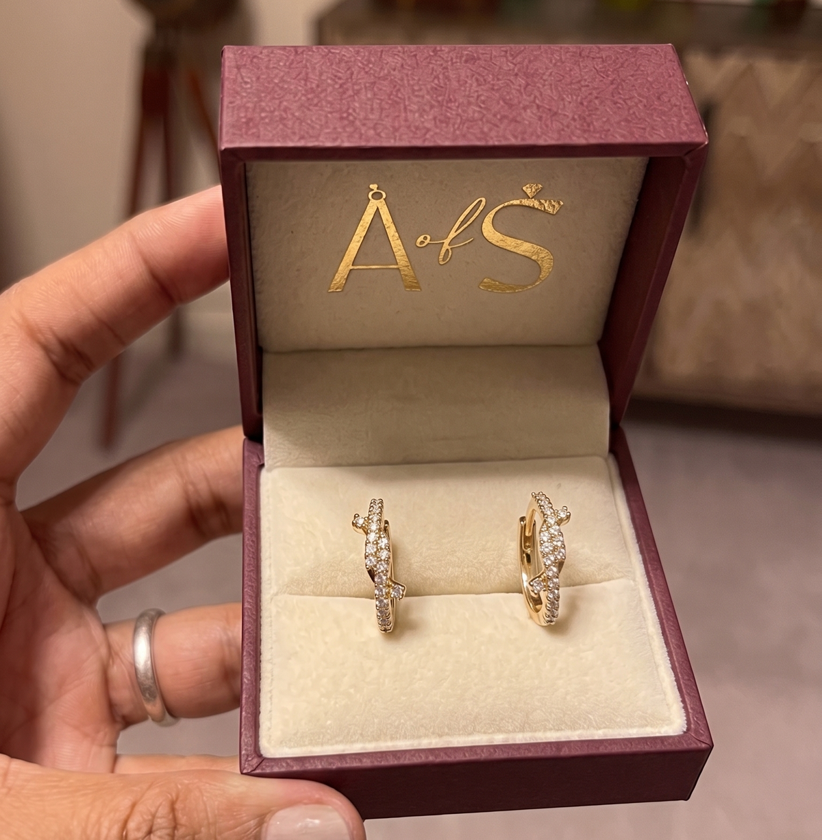 Criss-Cross Hinged Silver Hoops