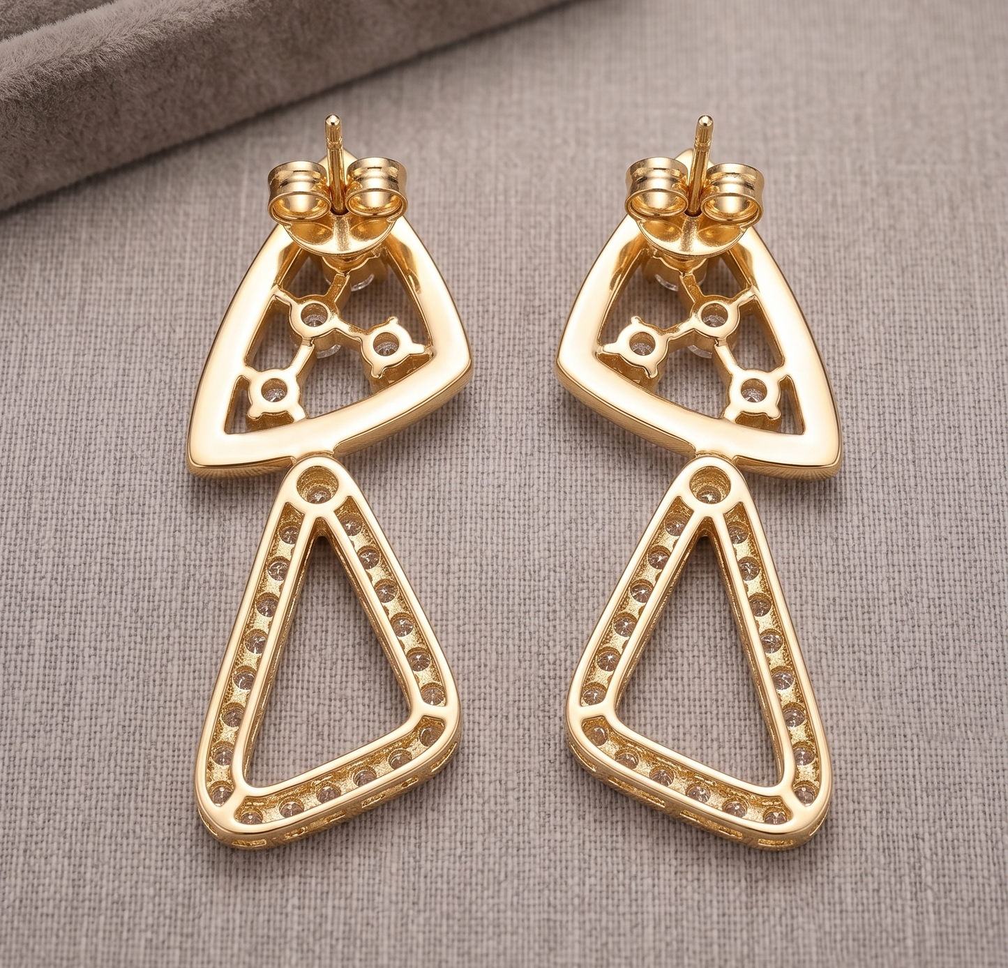 Modern Geometric Double Triangle moissanite Drop Earrings