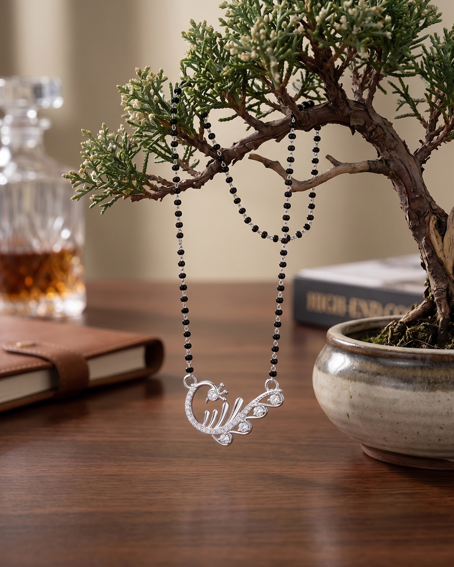 The Graceful Peacock Silver Mangalsutra