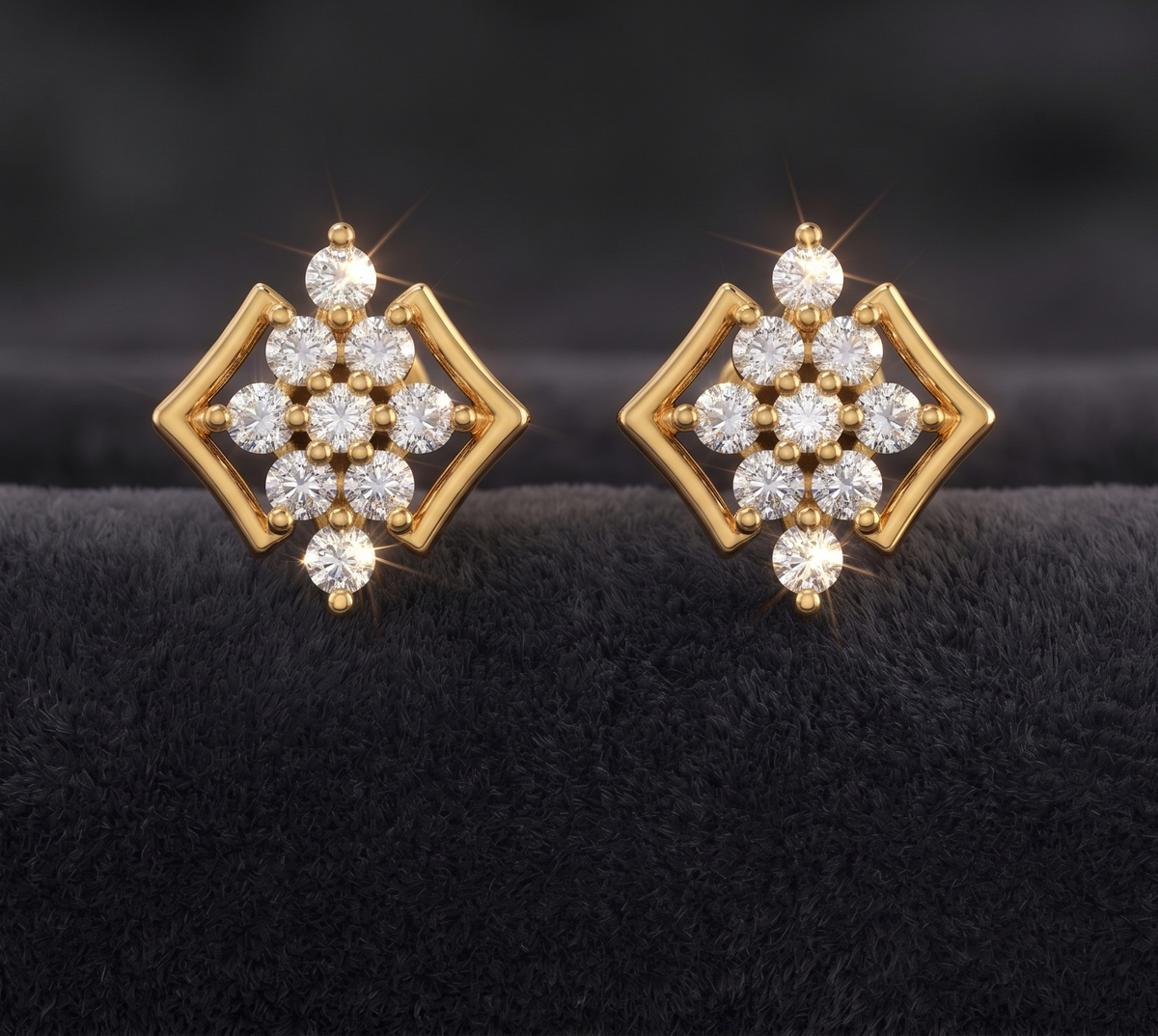 925 Sterling Silver Geometric Moissanite Cluster Studs