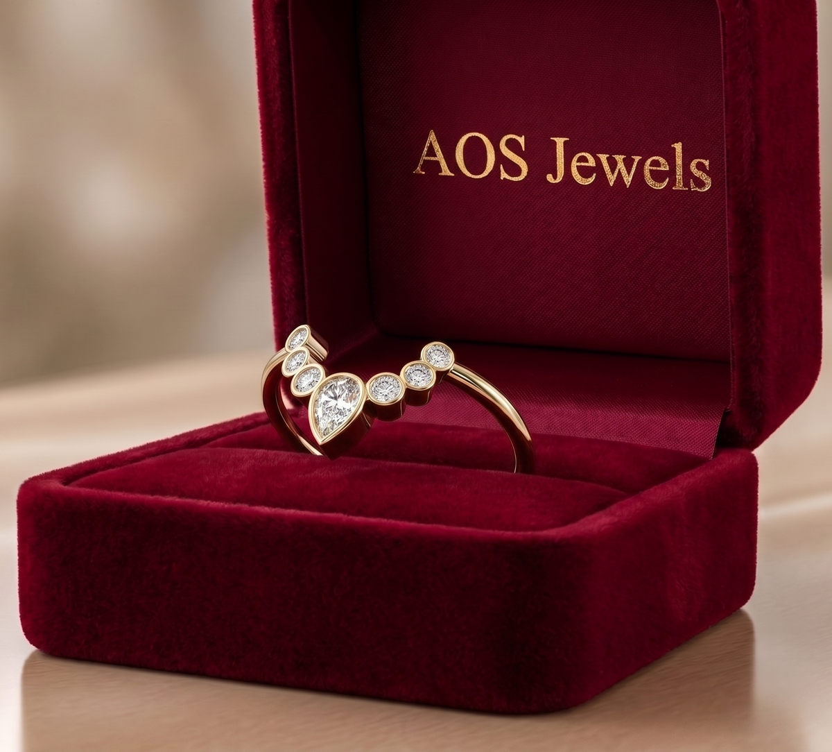 The Royal Pear Bezel Crown Silver Ring