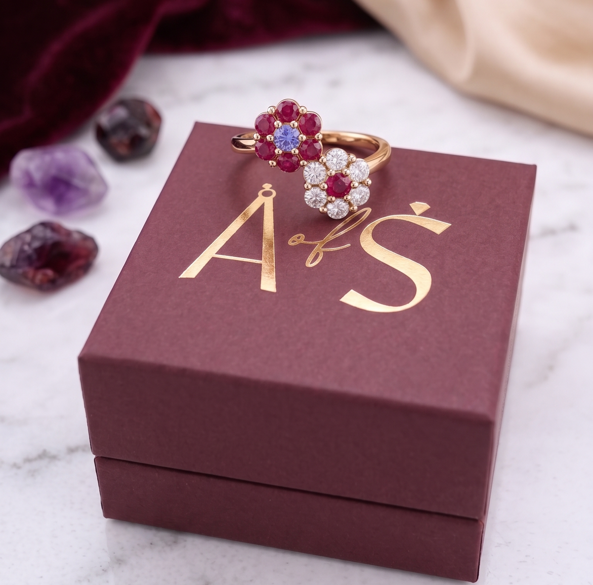 Delicate Double Daisy Cluster Ring in Sterling Silver