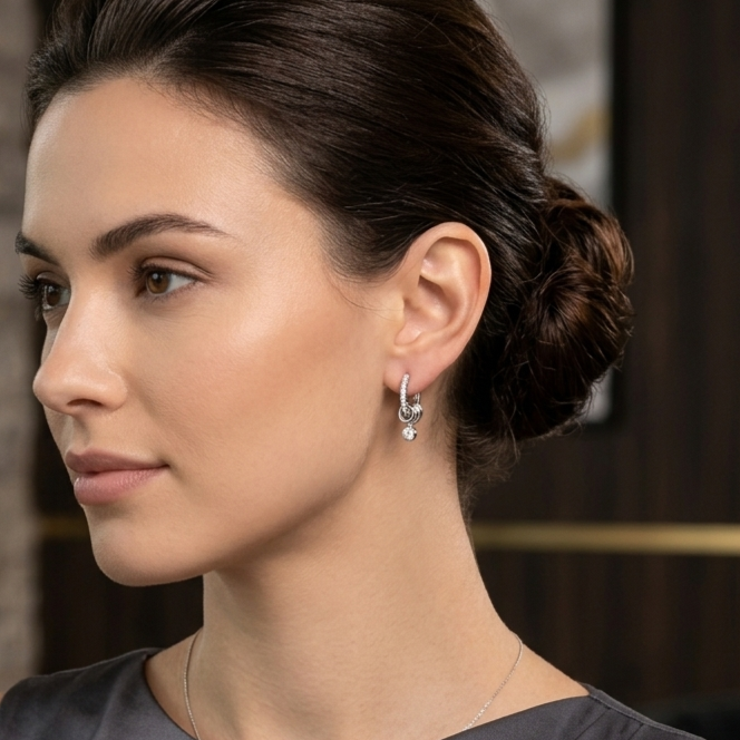 Modern Trinity Loop & Silver Accent Hoop Earrings