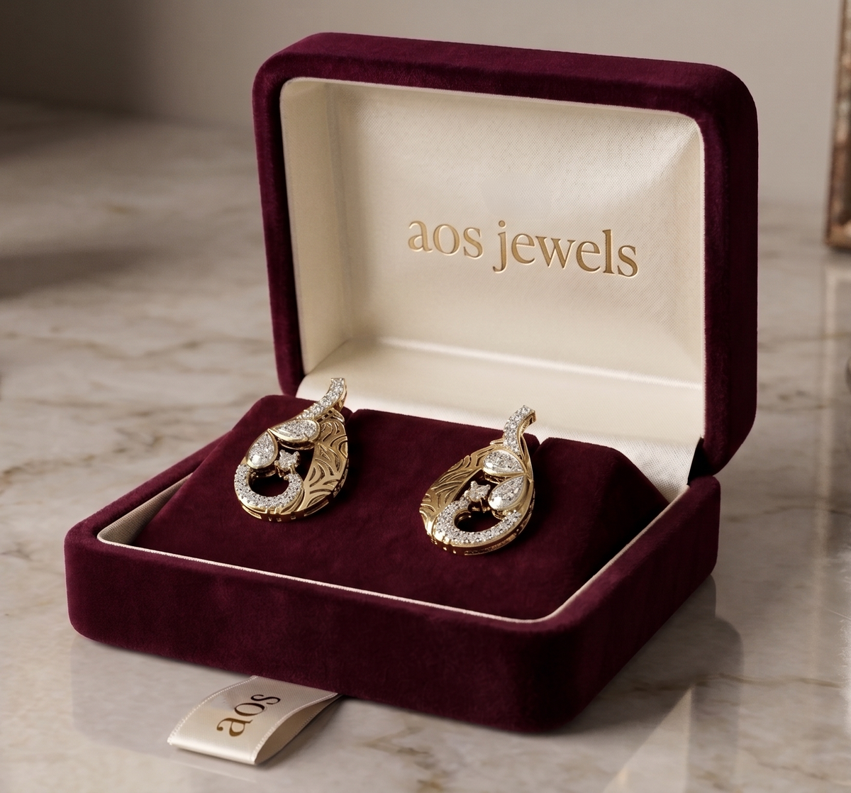 AOS Signature Pear-Cut Botanical Earrings