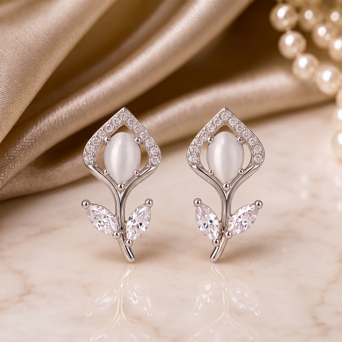 Sterling Silver Botanical Stud Earrings