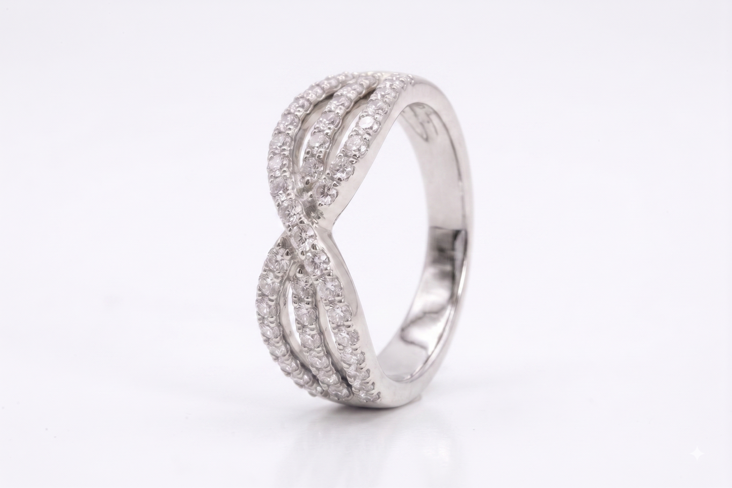 Sparkling Criss-Cross Silver Band
