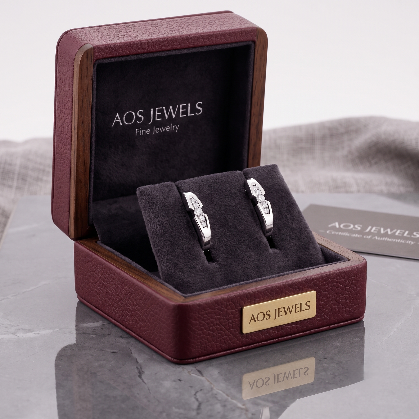 Tapered Silver Channel-Set moissanite Huggie Earrings