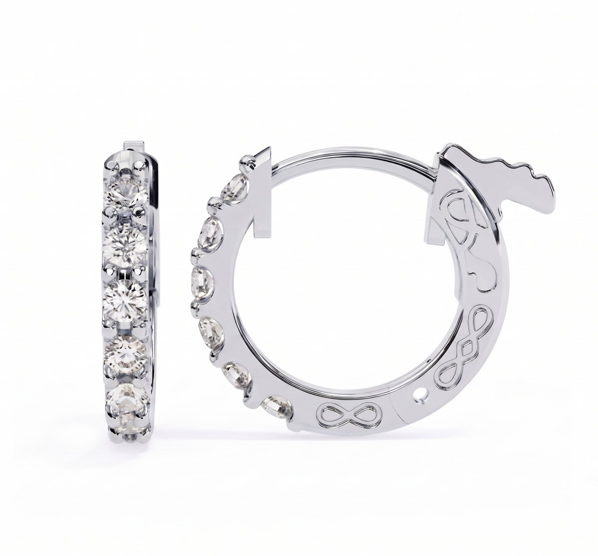 The Infinity Sparkle Silver Huggie Hoops