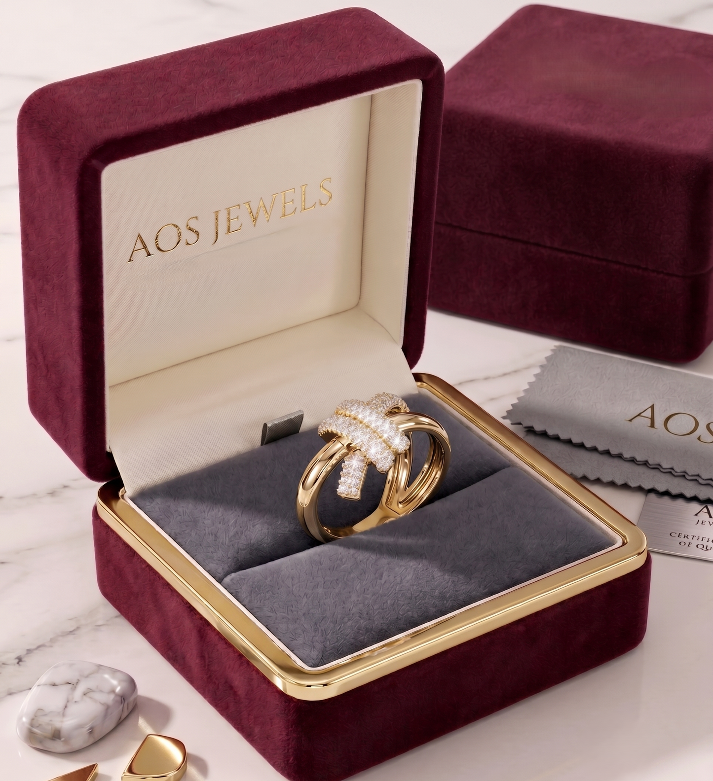 Split Shank Criss-Cross Ribbon Ring in Silver