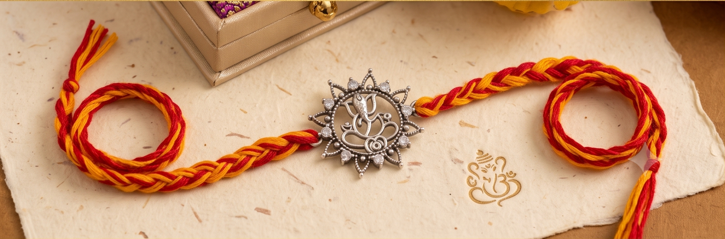 The Ganesh Unique 925 Silver Rakhi