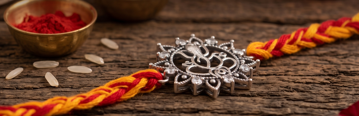 The Ganesh Unique 925 Silver Rakhi