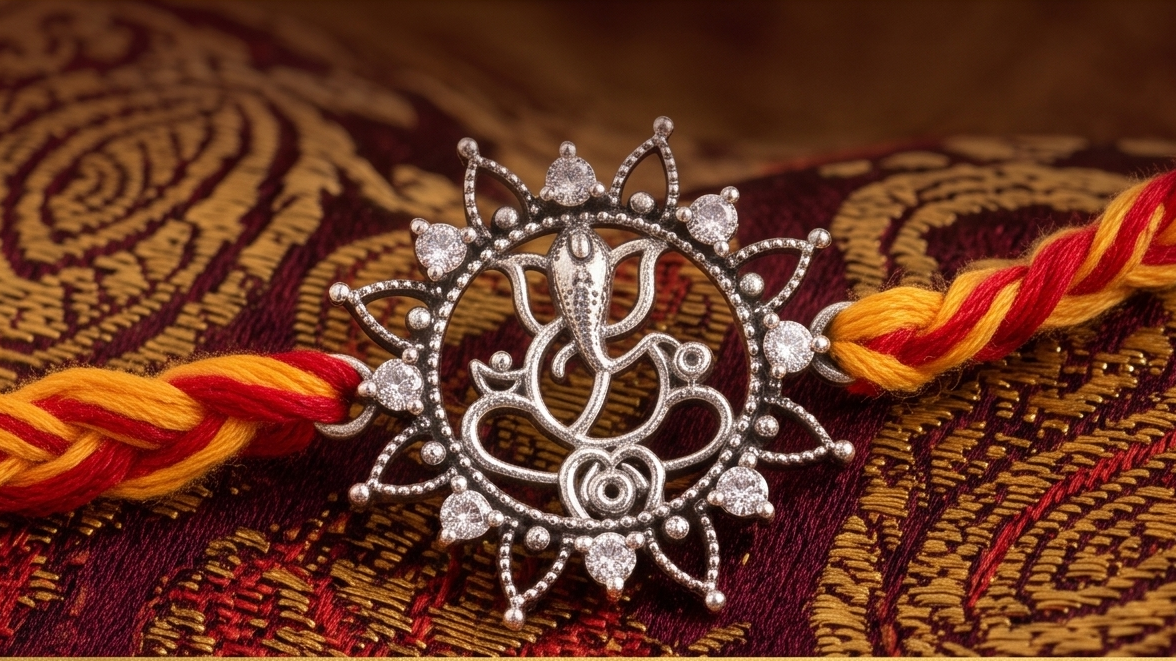 The Ganesh Unique 925 Silver Rakhi