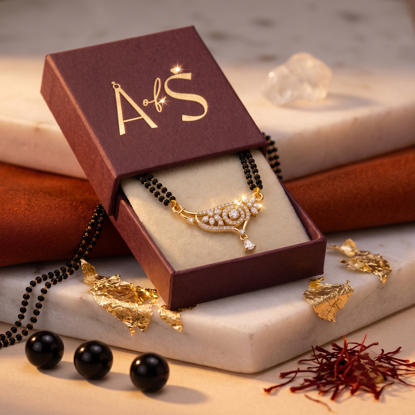 925 Sterling Silver Double Chain Floral Mangalsutra
