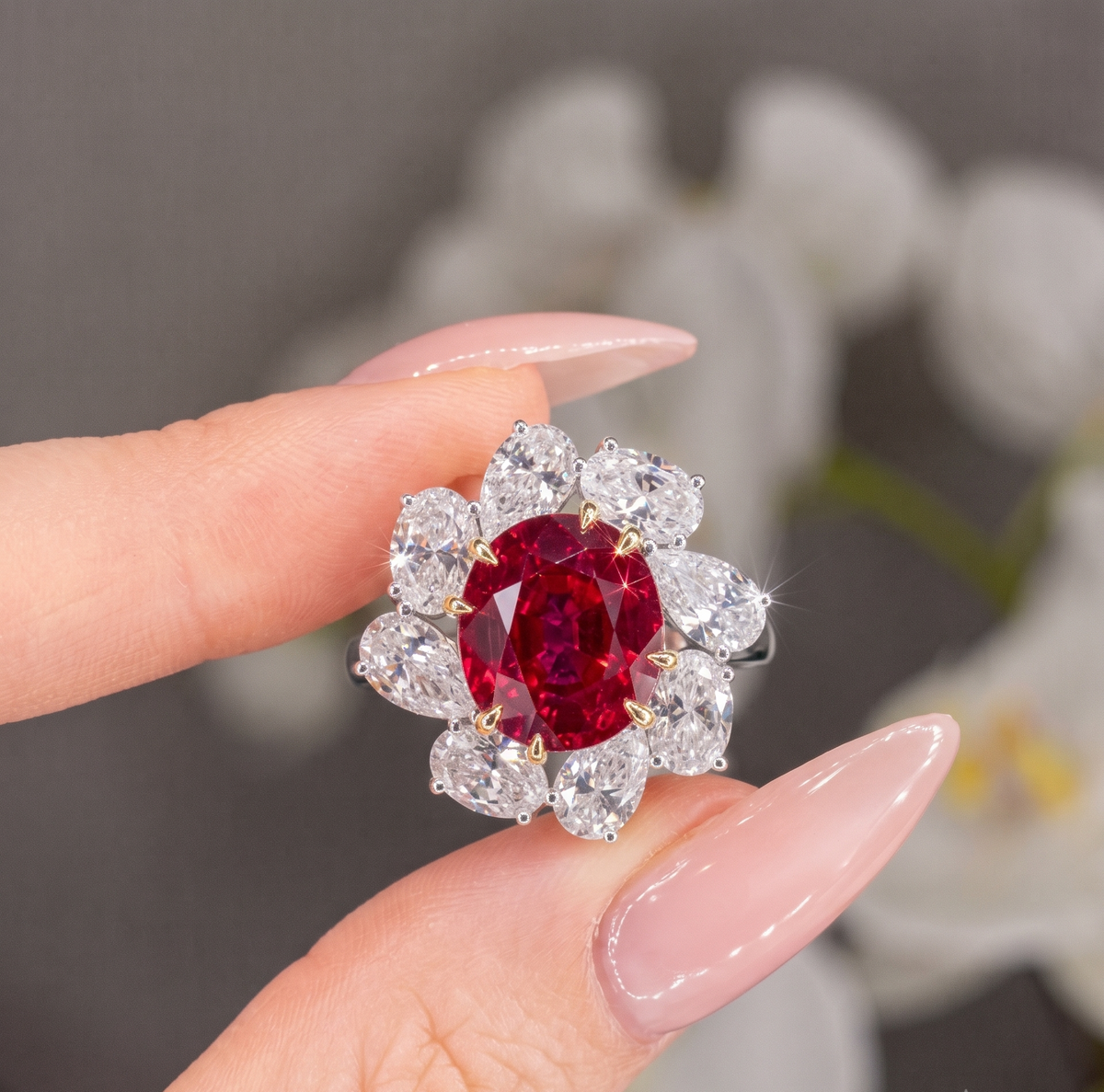 The Royal Red Sunburst Silver Ring
