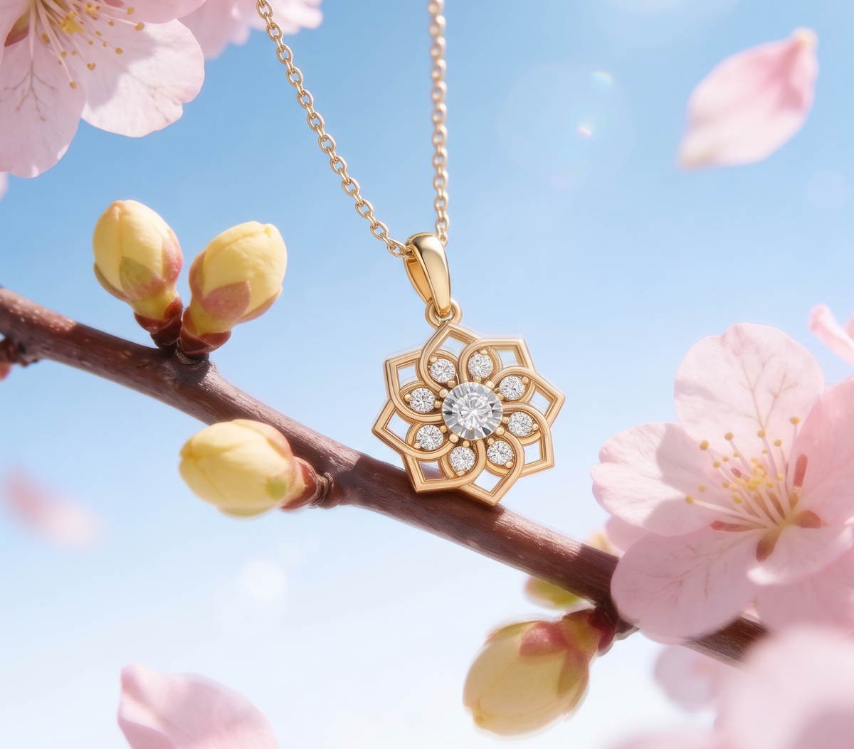 925 Sterling Silver Lotus Moissanite Pendant
