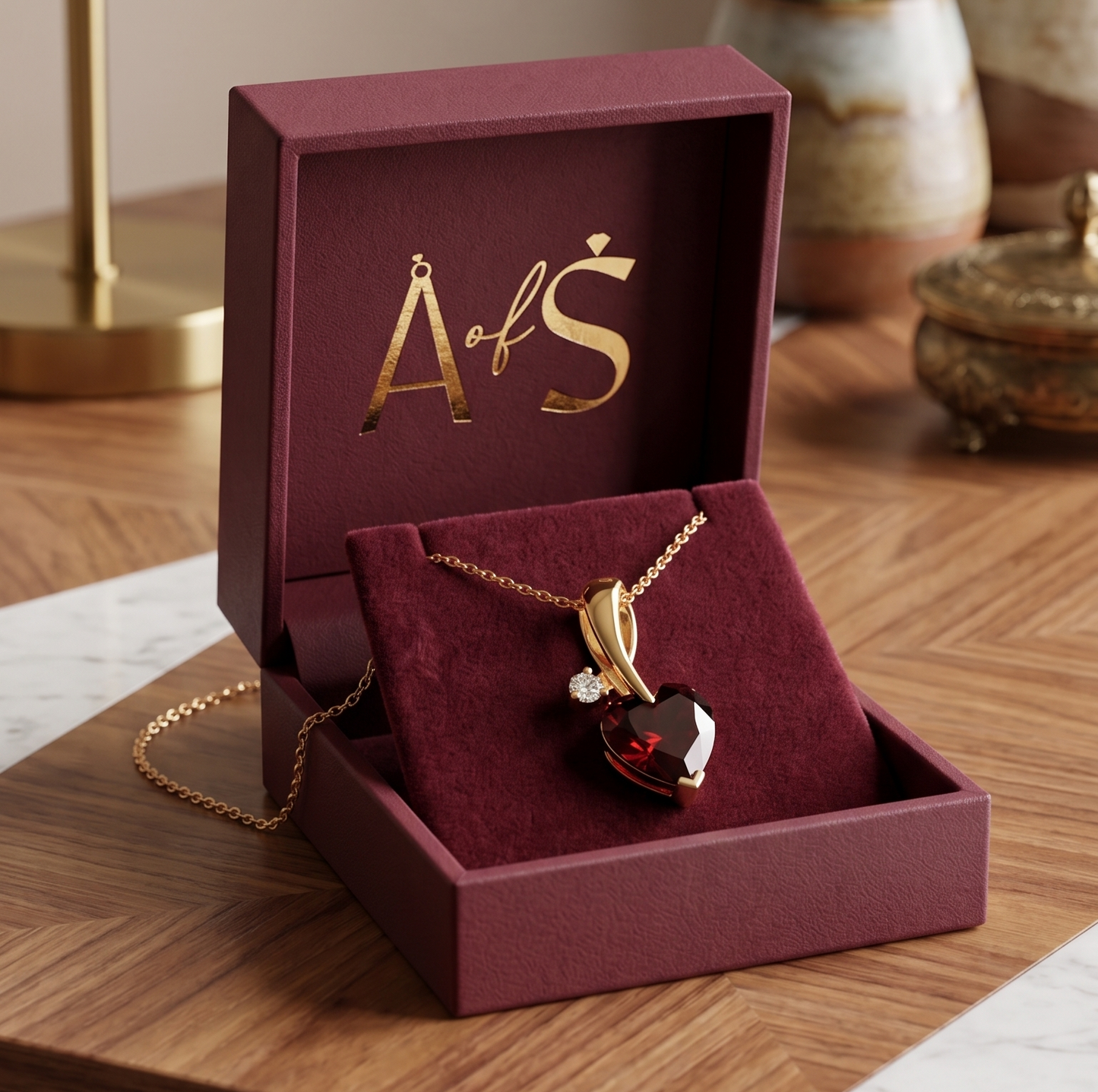 Ruby Red Heart Solitaire Pendant in Sterling Silver