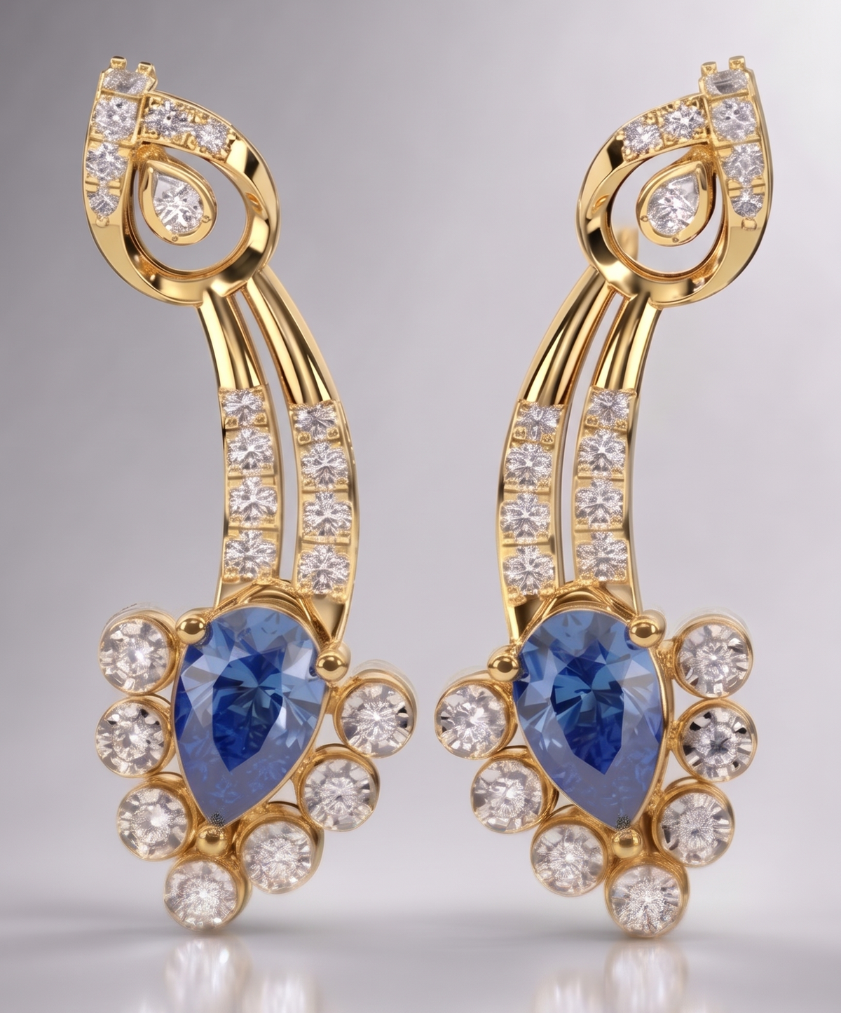 The 'Azure Waterfall' Sweeping Drop Earrings
