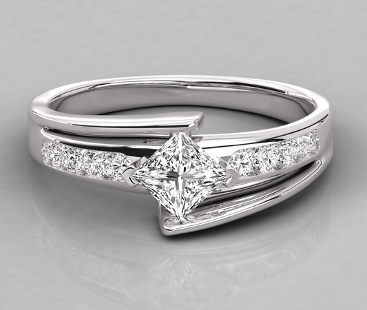 Sterling Silver Channel Accent Wrap Engagement Ring