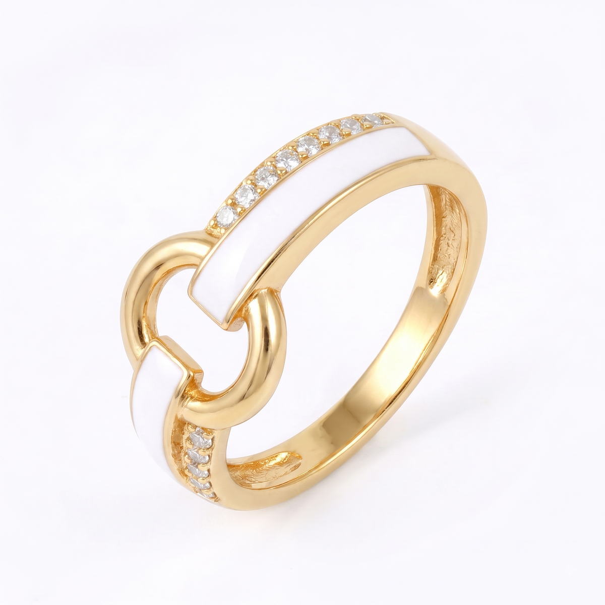 Modern Sterling Silver Interlocking Halo Band