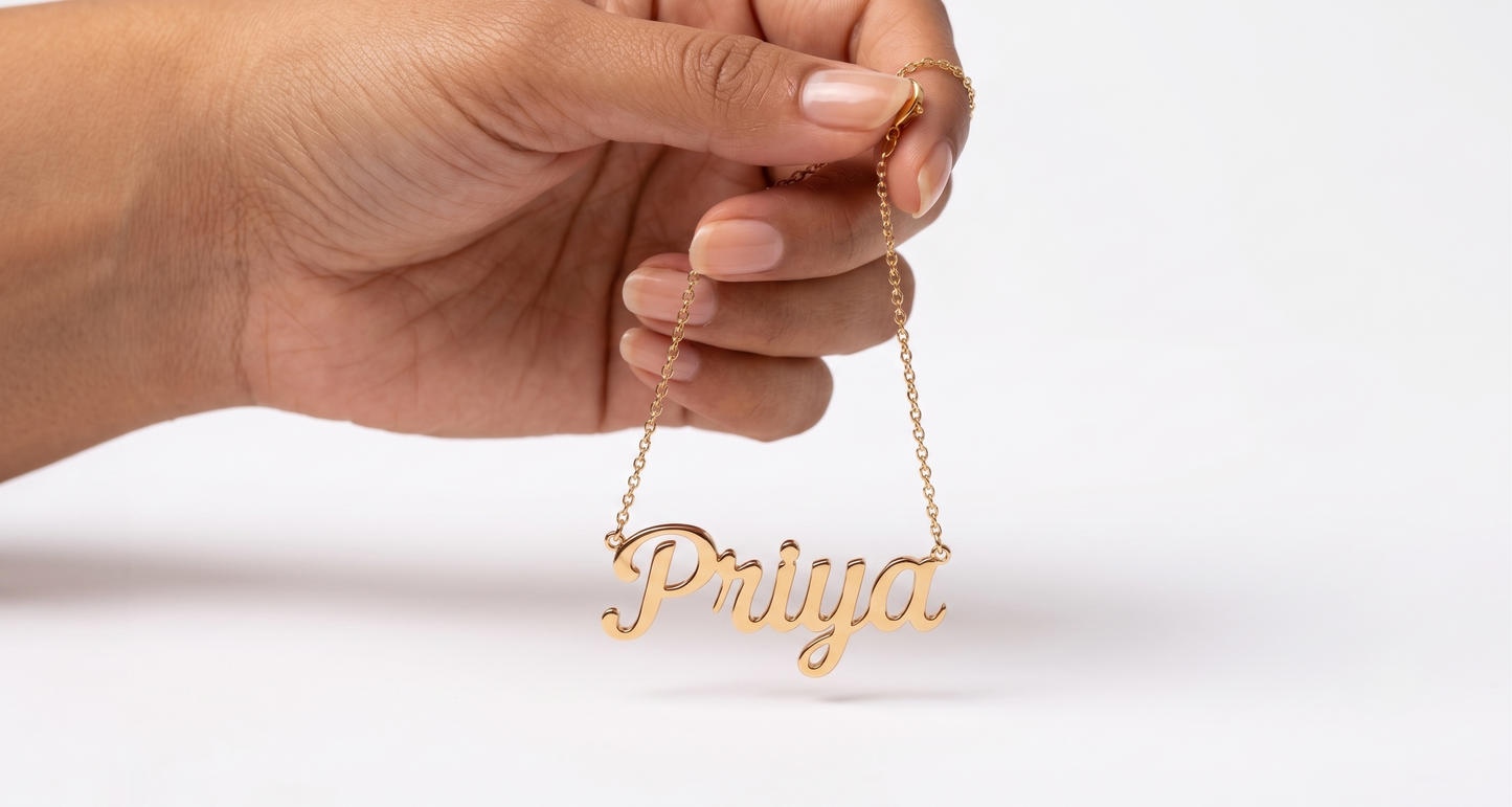 The Priya Name Design 925 Silver Chain Pendant