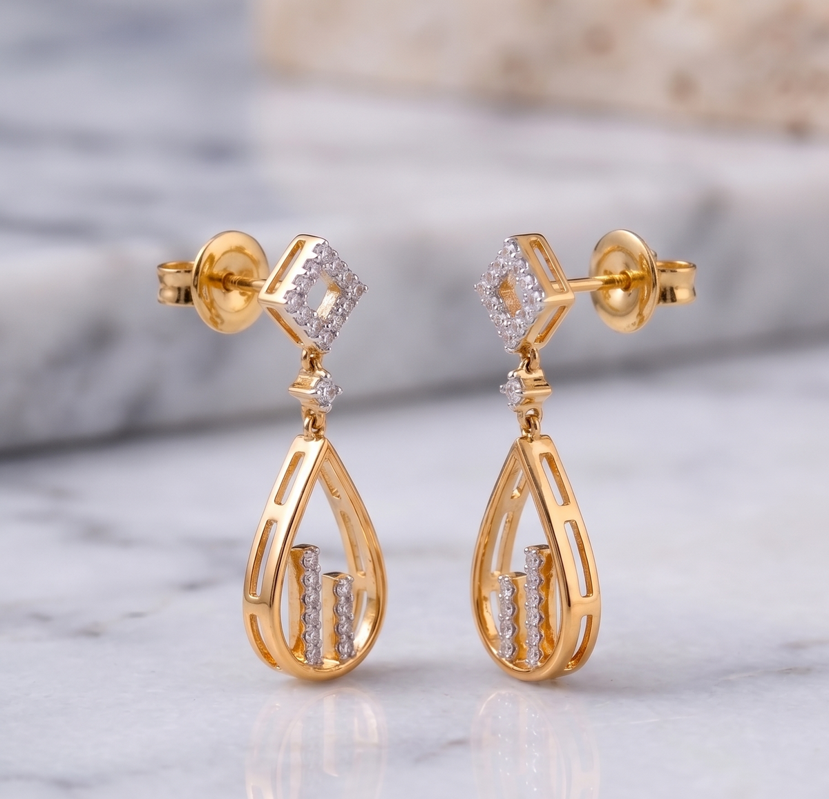 The Geometric Teardrop Sterling Silver Earrings