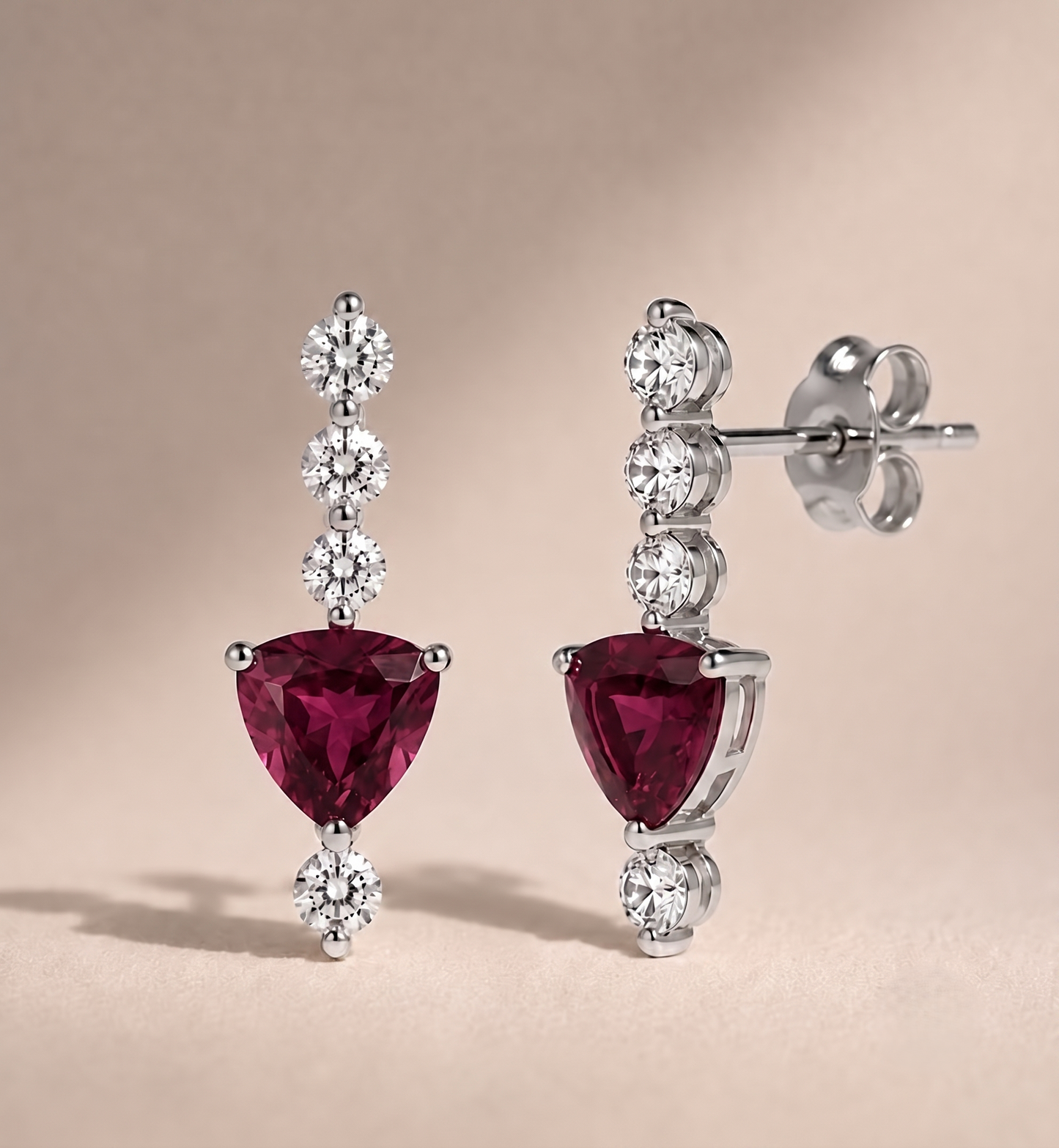 Berry Sparkle Silver Drop Studs