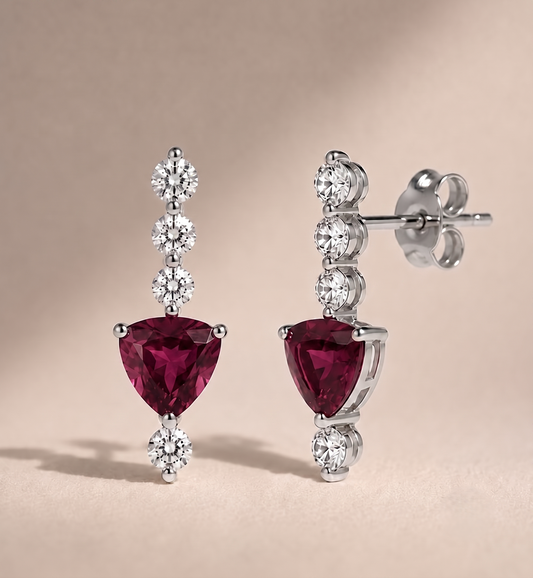 Berry Sparkle Silver Drop Studs