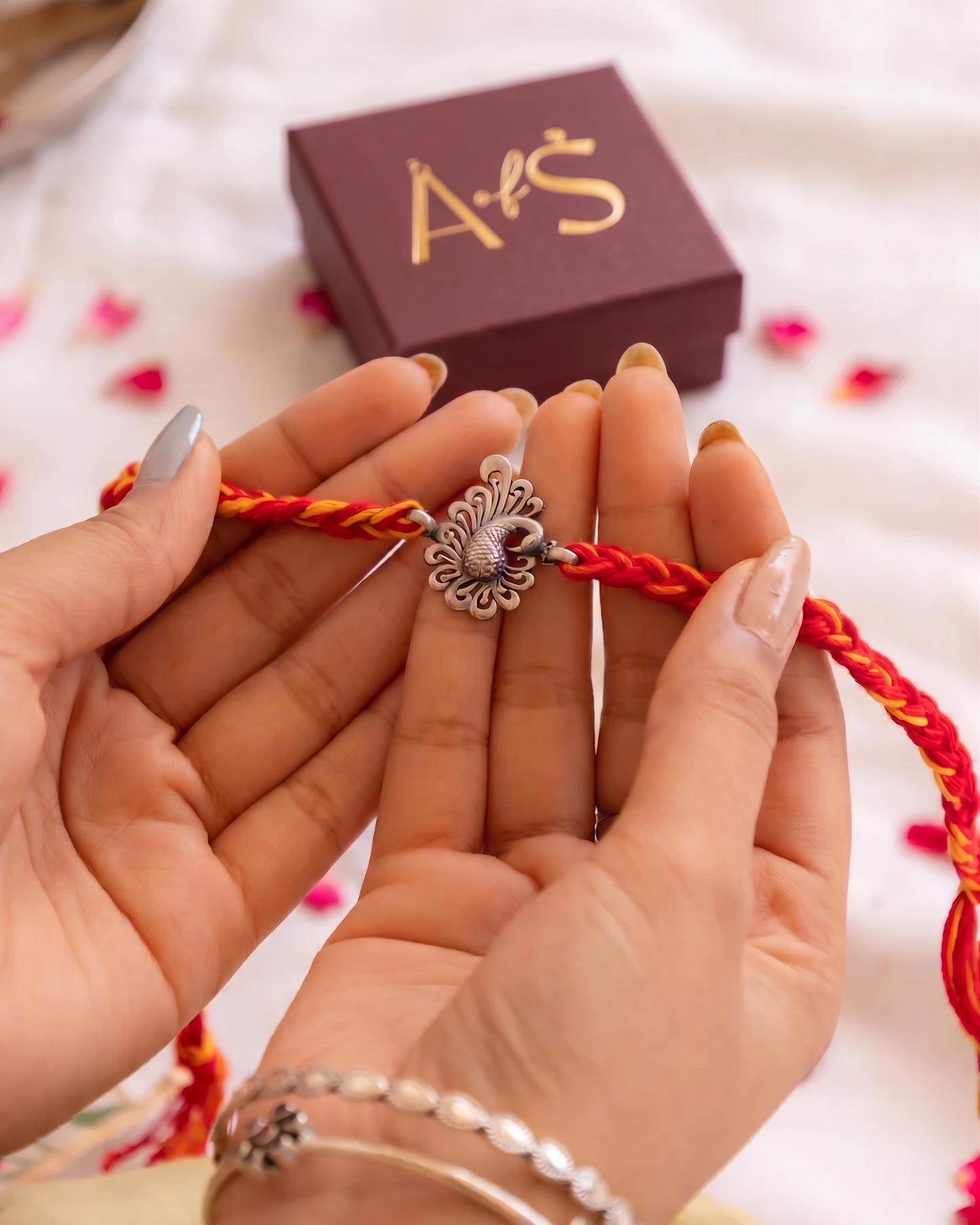 The Peacook 925 Silver Rakhi