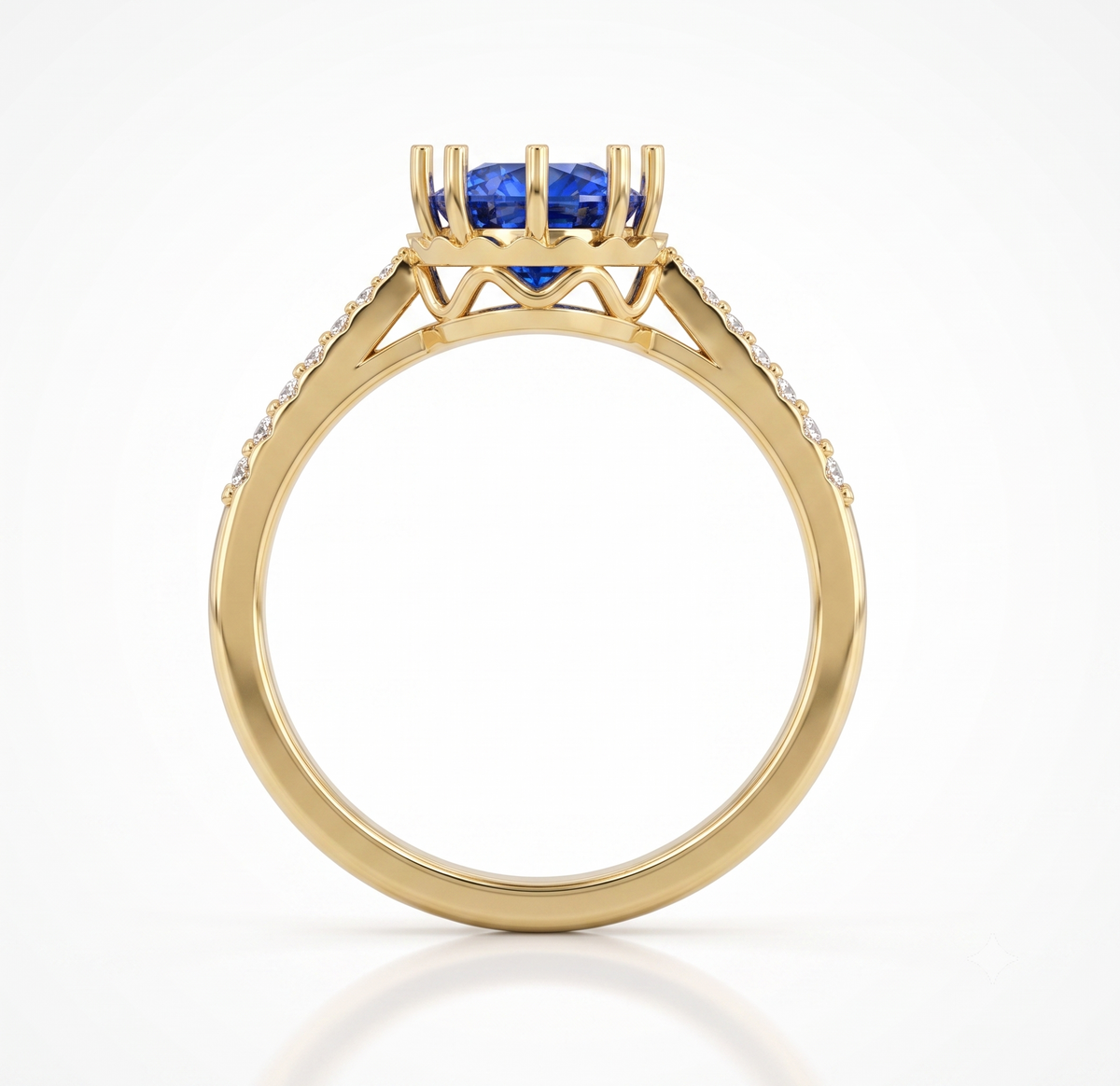 Sterling Silver Bezel-Set Blue Gemstone Statement Ring