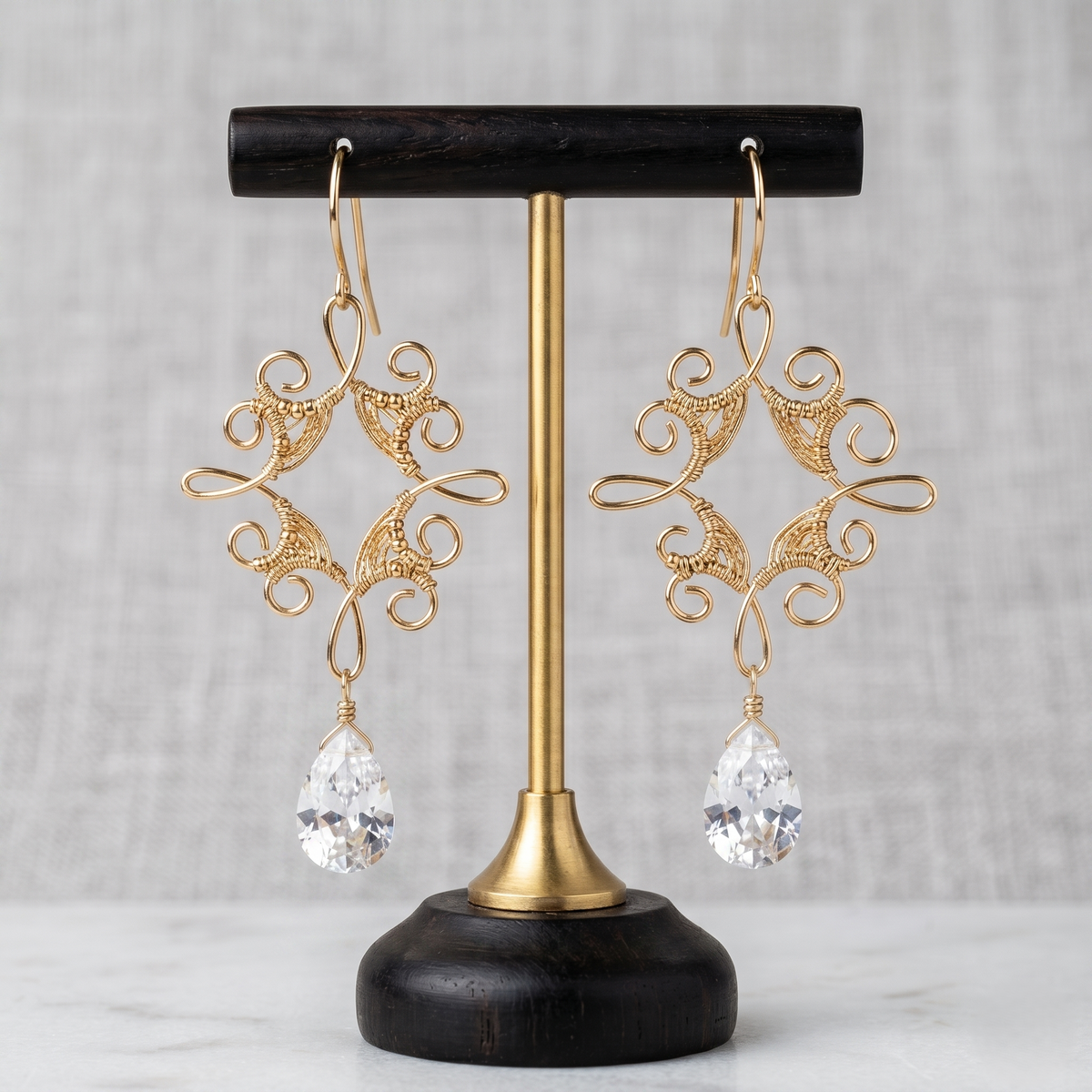 Intricate Scrollwork Teardrop Silver Earrings