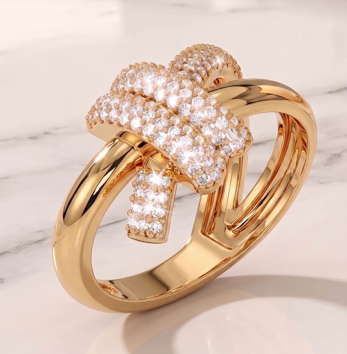 Split Shank Criss-Cross Ribbon Ring in Silver