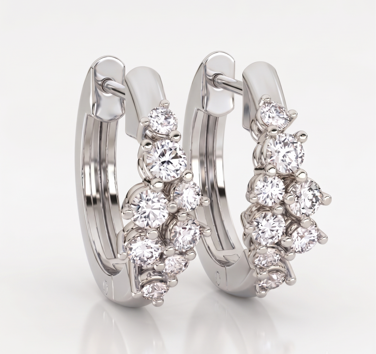 The Radiant Waterfall Silver Huggies