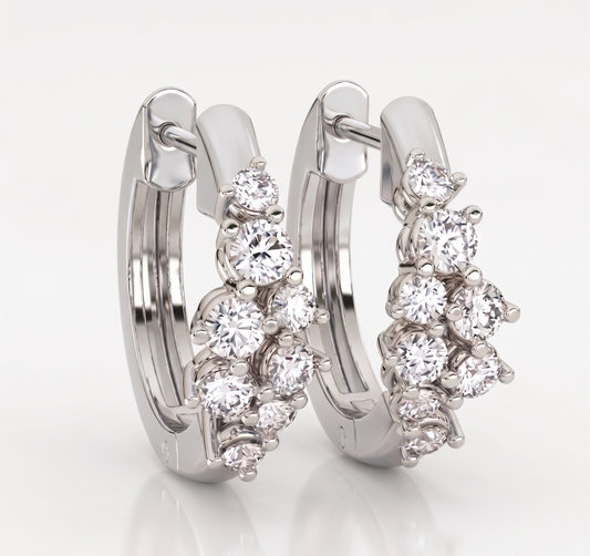 The Radiant Waterfall Silver Huggies