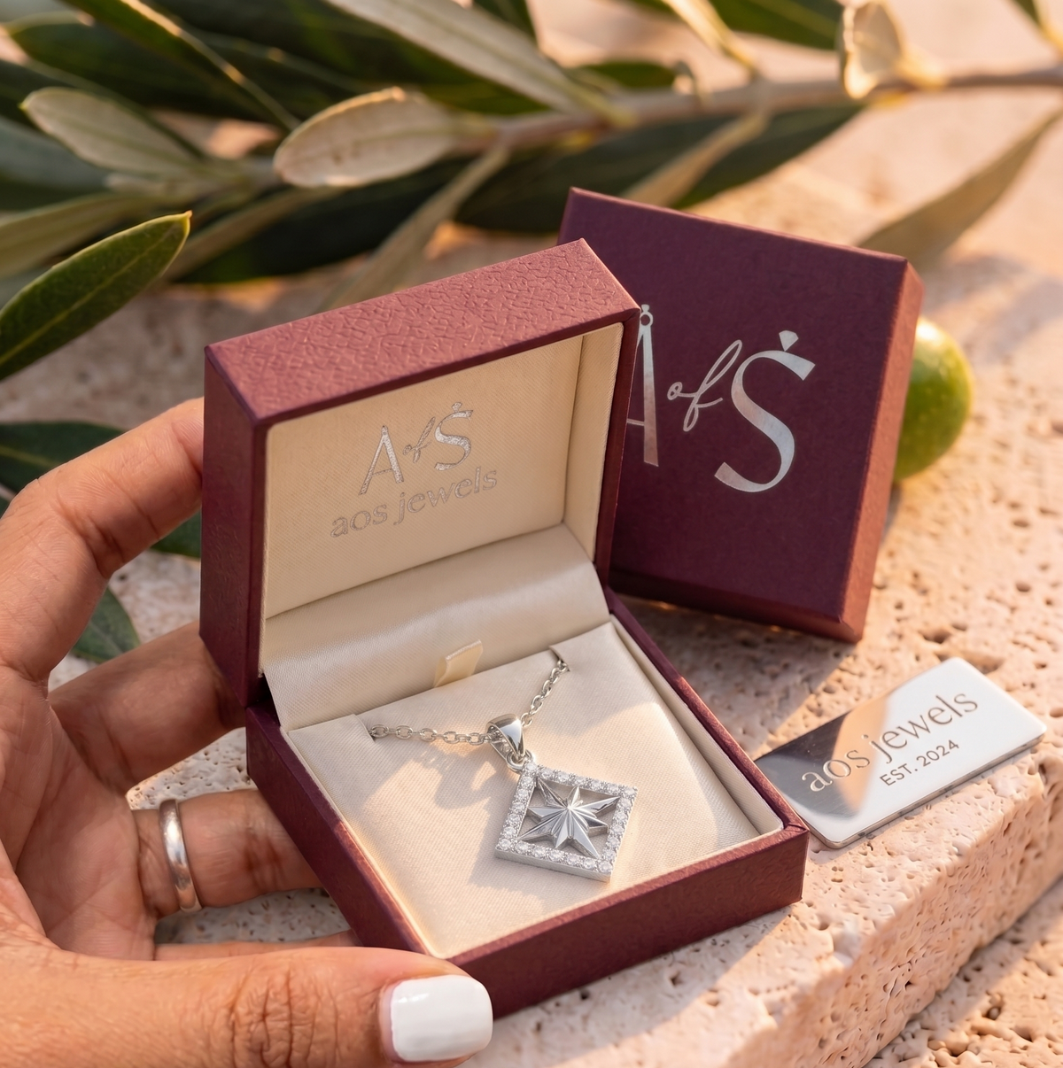 Radiant North Star moissanite Silver Pendant