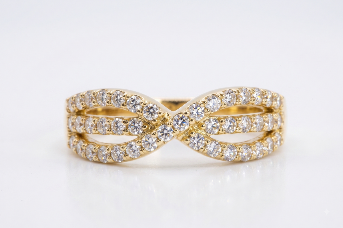 Sparkling Criss-Cross Silver Band