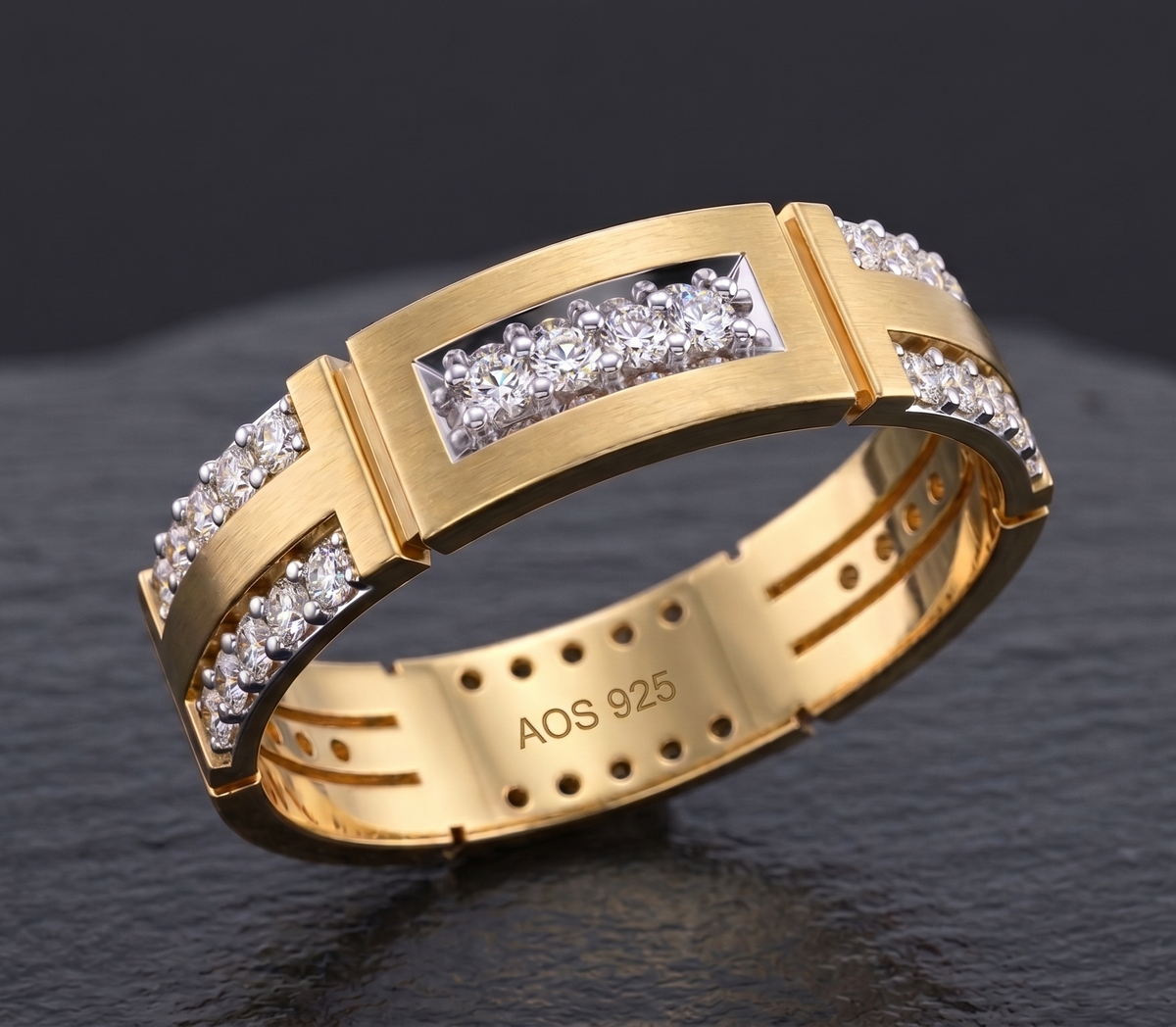 Modern Deco Brushed Silver Band