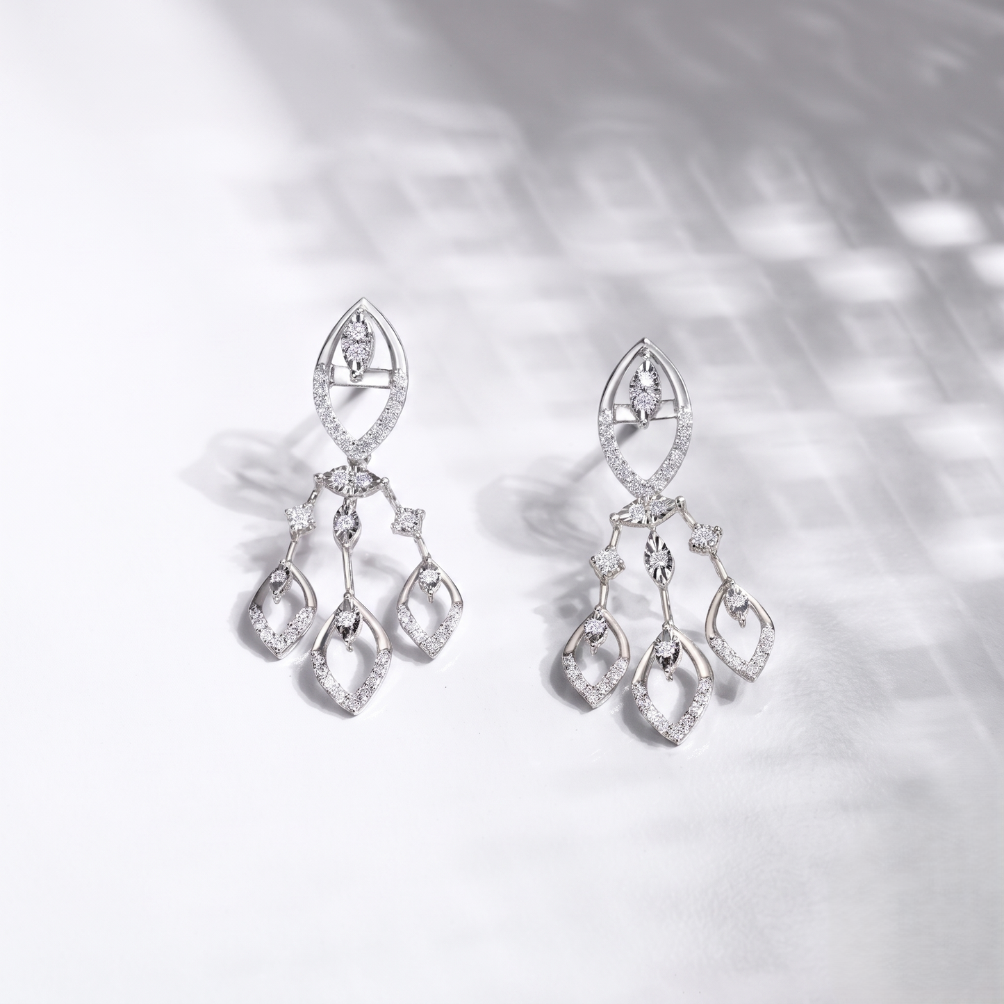 Ethereal Marquis Cascade Silver Earrings