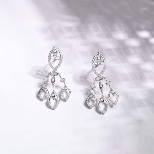 Ethereal Marquis Cascade Silver Earrings