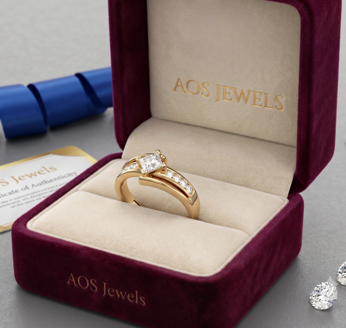 Sterling Silver Channel Accent Wrap Engagement Ring