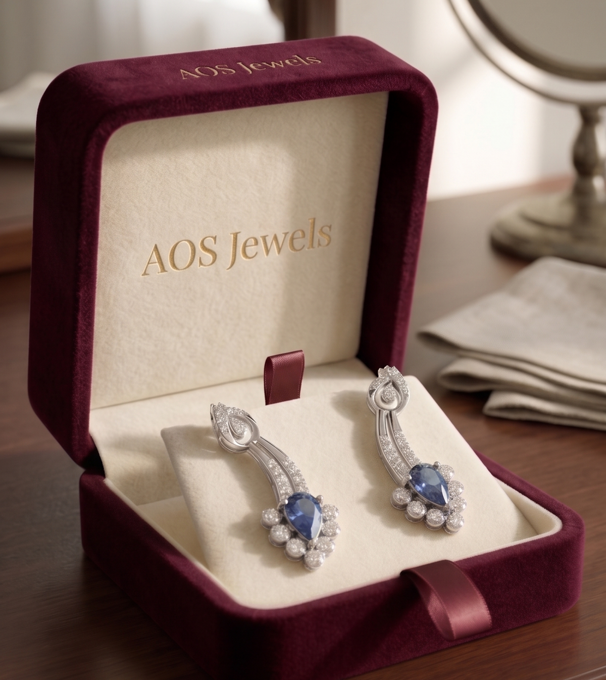 The 'Azure Waterfall' Sweeping Drop Earrings