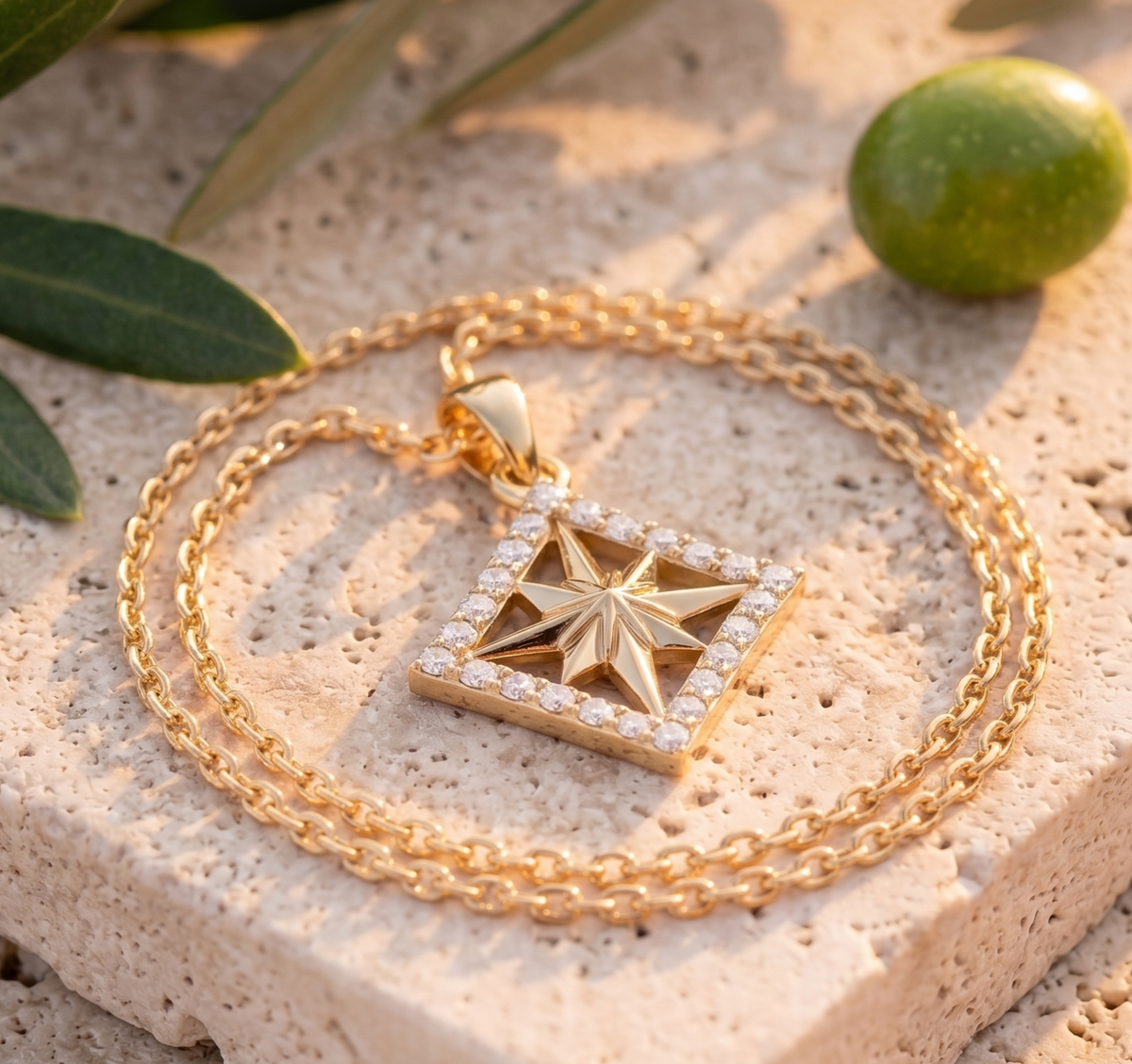 Radiant North Star moissanite Silver Pendant