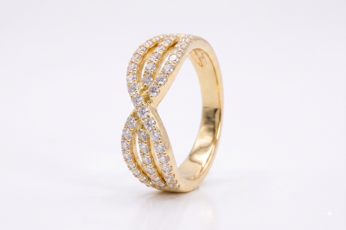 Sparkling Criss-Cross Silver Band