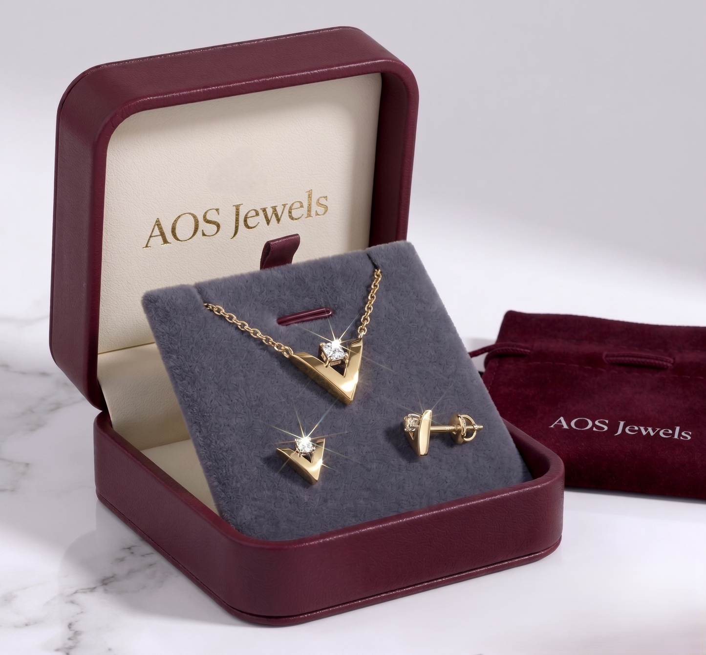 925 Sterling Silver Geometric Chevron Pendant Set